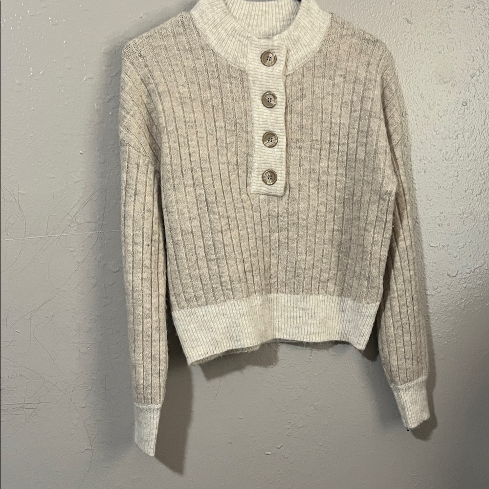 Sincerely Jules Cream Ribbed Turtleneck Sweater
